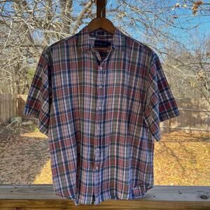 Ralph Lauren Men's Button Down Short Sleeve Shirt Plaid Size L